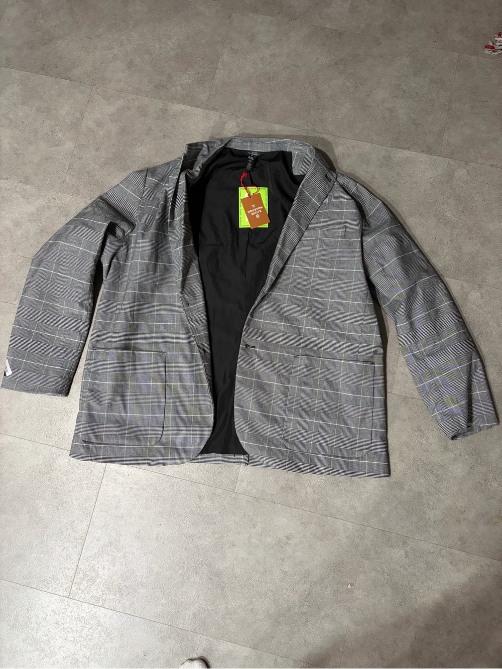 Men's Gray Windowpane Blazer Jacket